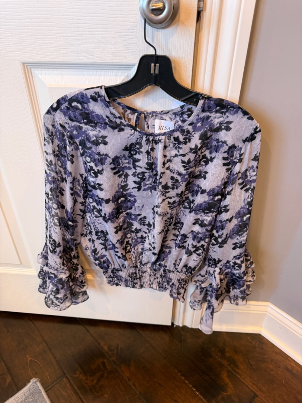 NWT Misa Los Angeles Lavender Floral Smocked Waist Blouse